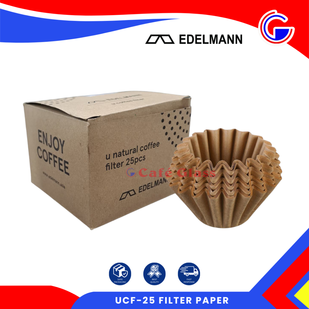 KERTAS SARING KOPI NATURAL 25 LEMBAR | U SHAPE COFFEE FILTER | UCF-25 KERTAS SARING KOPI EDELMANN