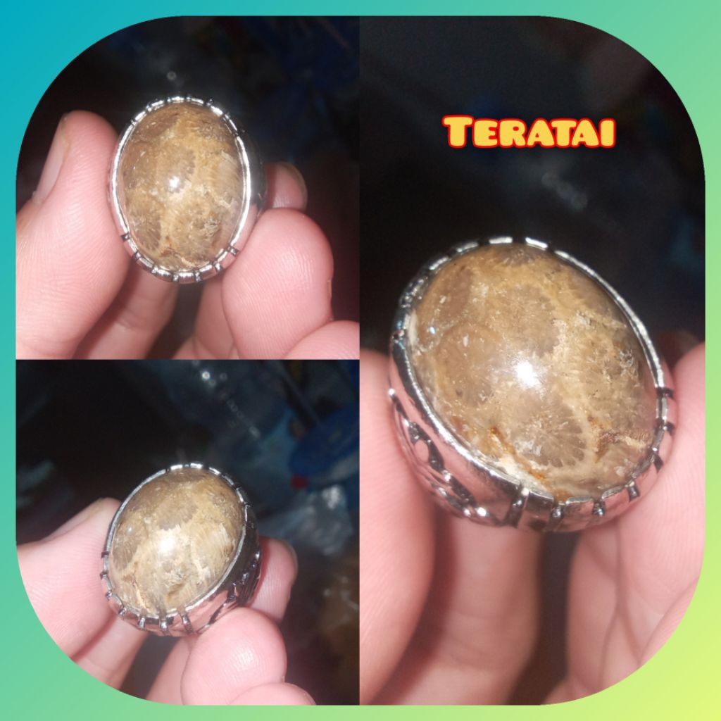 Cincin teratai batu asli batu alam natural