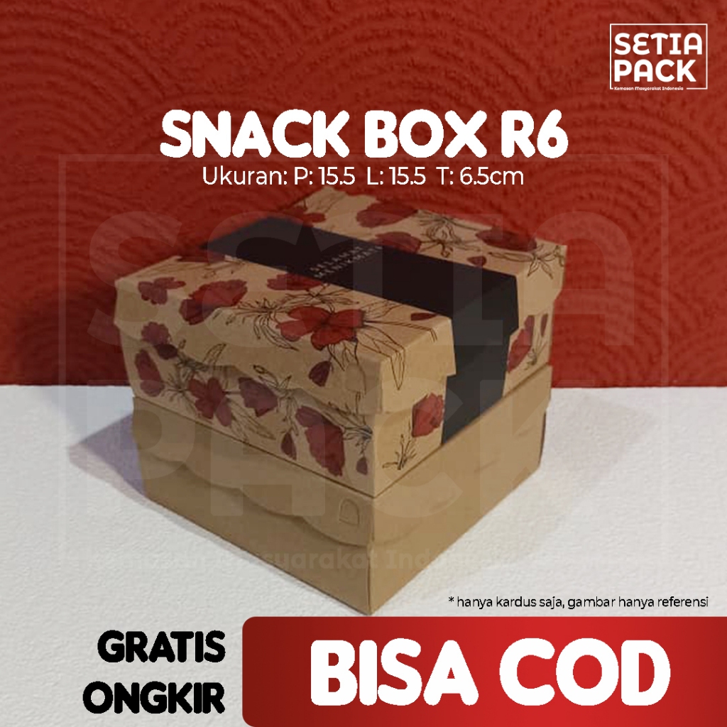 Dus Kotak Box Nasi Catering 16x16 Kraft Coklat Motif R6