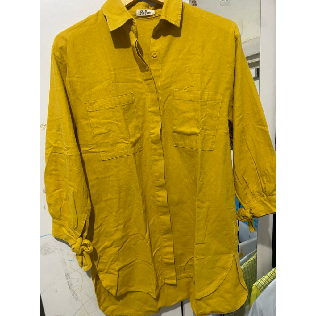 kemeja tunik kuning mustard - fixpose