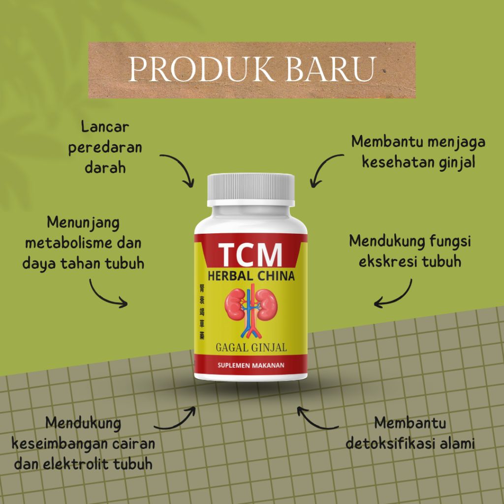 Herbal Cina Gagal Ginjal 15 Kapsul Halal BPOM Original Membantu Mengurangi Peradangan & Menyamarkan 
