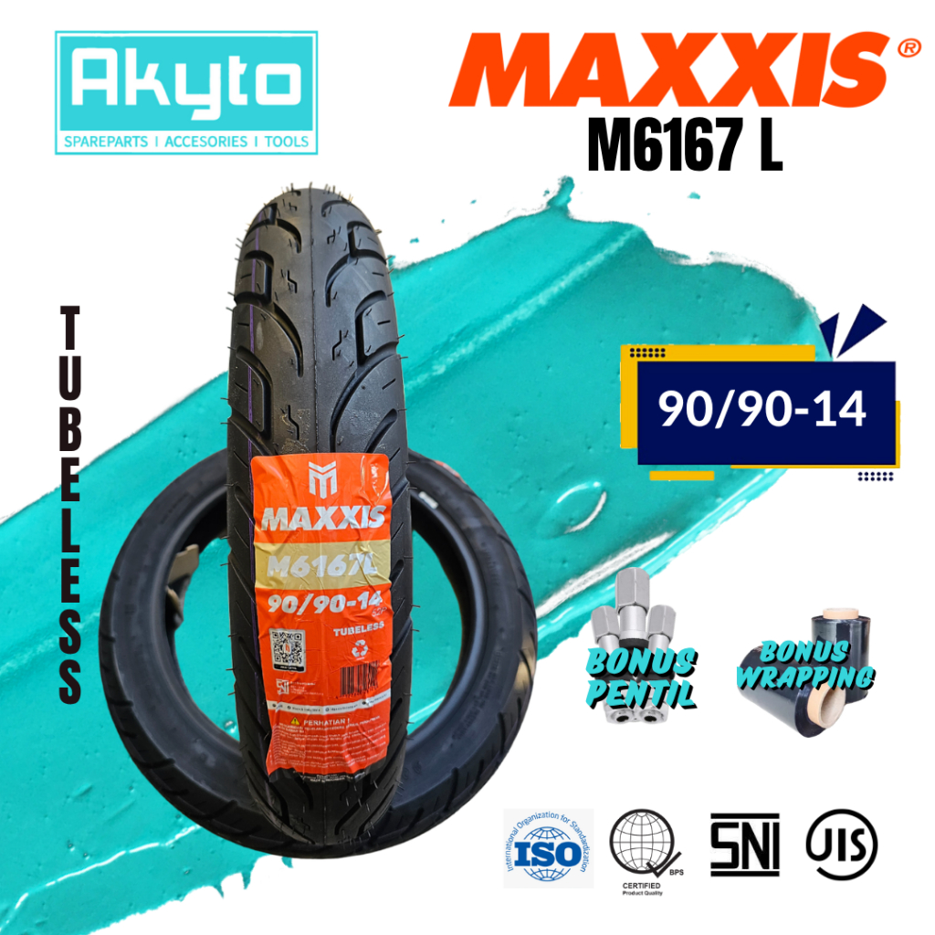 [TERBARU] BAN MOTOR MAXXIS M6167 / BAN TUBELESS RING 14/ FREE PENTIL DAN WRAPPING (90/90-14) 6167L