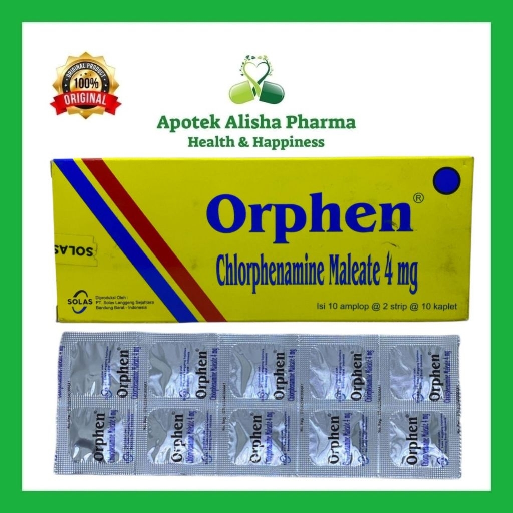 Orphen CTM Box isi 200 dan Strip isi 10 Tablet Obat Gatal Alergi