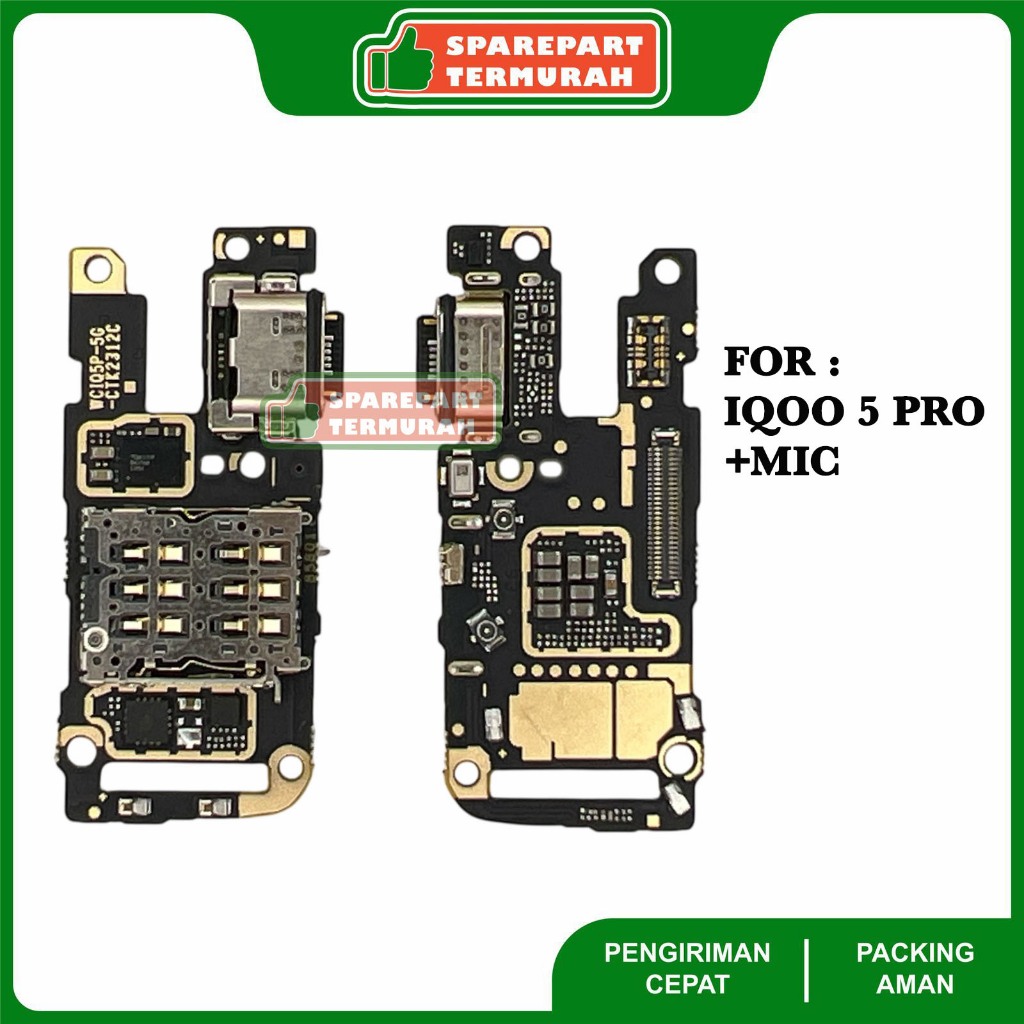 Flexible Konektor Papan Cas Charger For Vivo Iqoo 5 Pro +Mic Fast Charging