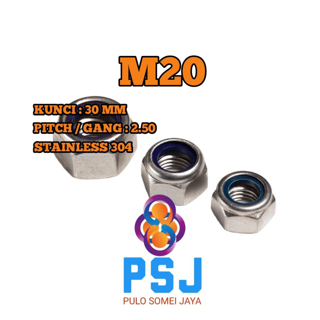 Mur Nylon M20 x 2.50 Kunci 30 MM Stainless 304 / Lock Nut - Nylon Nut