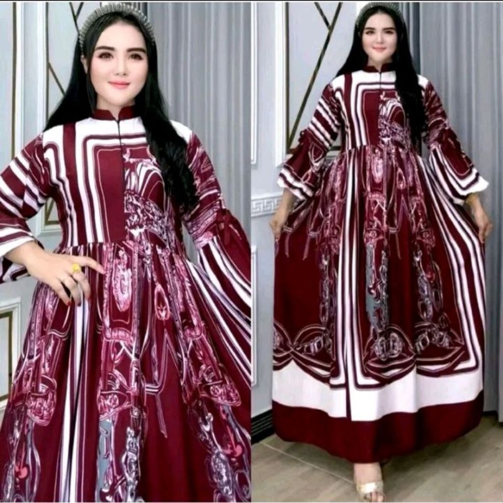 Abaya Dress Midi Viral Rayon Motif Terbaru