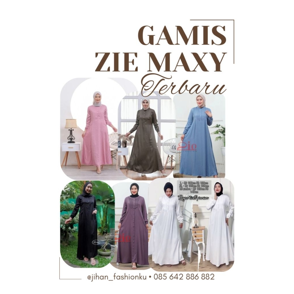 NEW Gamis Maxy ZIE polos tali bahan rayon MIX MODEL BANYAK L-L5 jumbo / Gamis Nessel polos twill / G