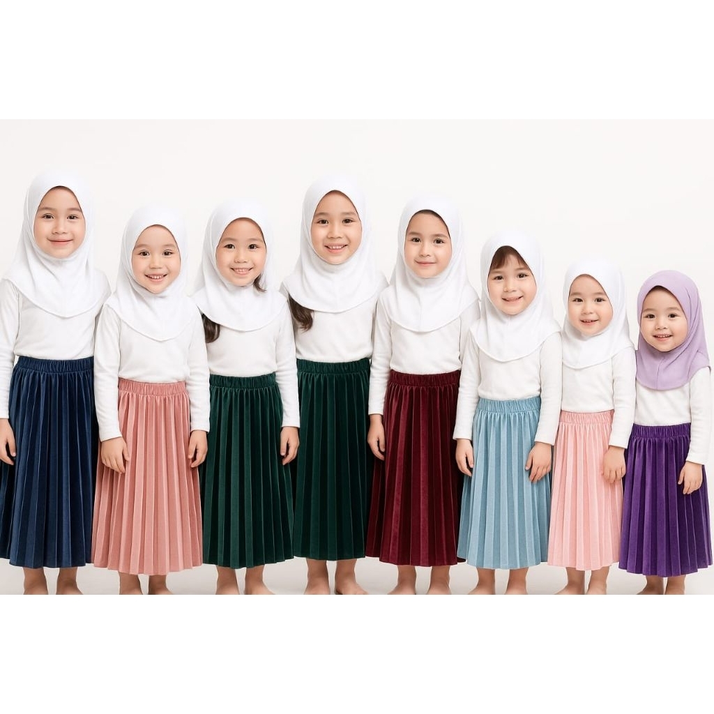ROK PLISKET BLUDRU ANAK UMUR 1-7 TAHUN//rok plisket bludru Velvet anak//rok plisket bludru//rok plis
