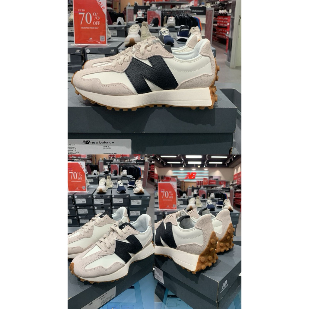 SNEAKERS NEW BALANCE 327 WHITE BLACK ORIGINAL RESMI