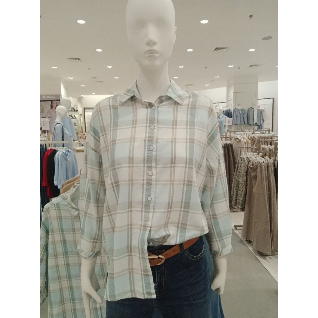 GEELA KEMEJA WANITA KOTAK-KOTAK Rayon Premium New Arival SIZE S-2XL