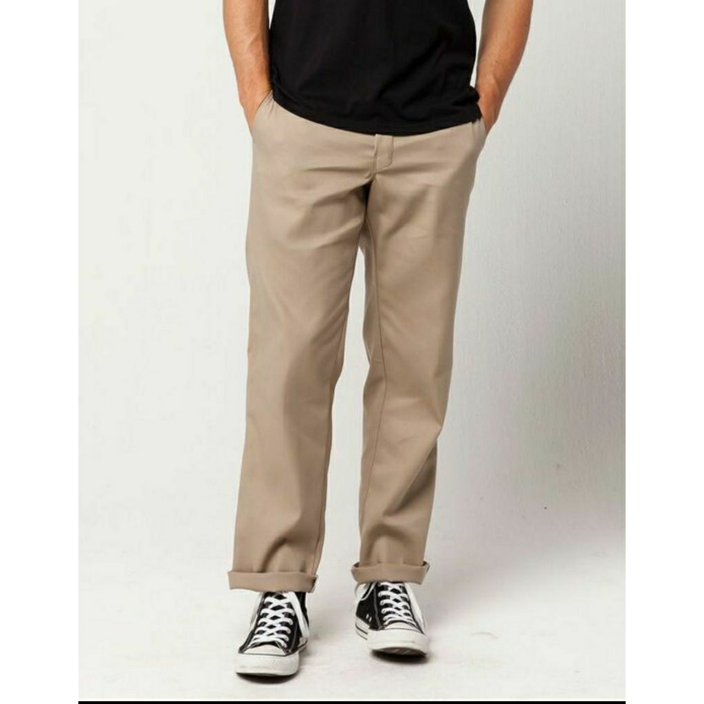 KopsLoks Celana Panjang Chinos Pria Wanita - Reguler Fit_Cream