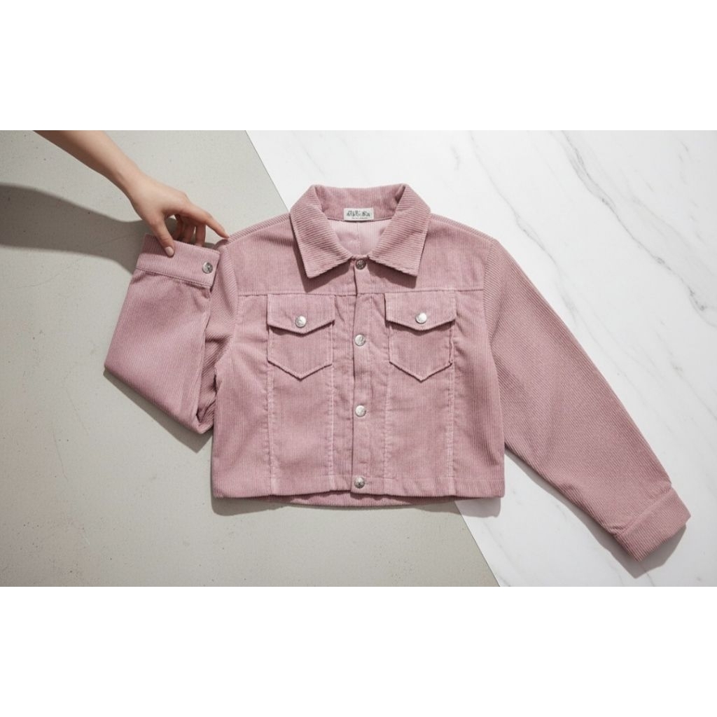 jaket crop basic Corduroy / kameja crop Corduroy wanita Korean style