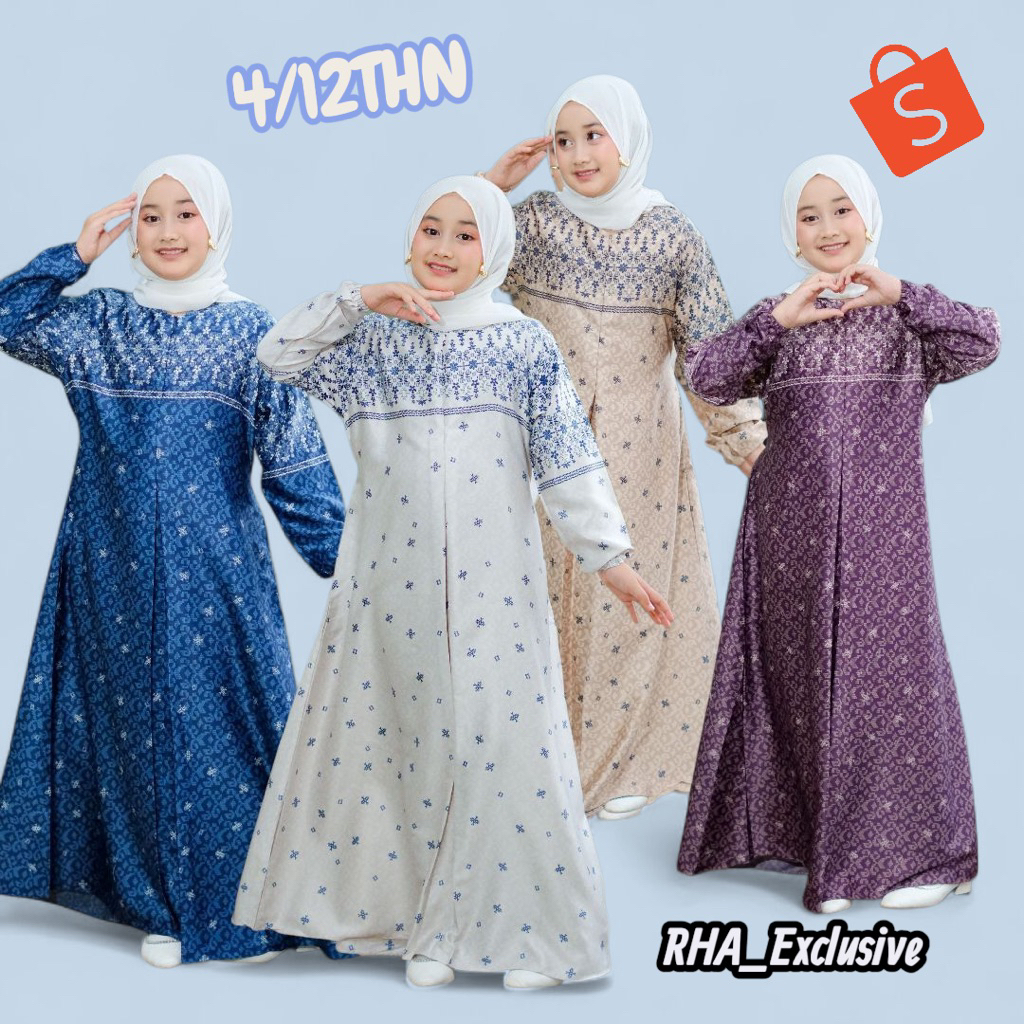Gamis anak perempuan terbaru silk premium muslimah etnik (4-12THN)couple ibu ayah dres anak