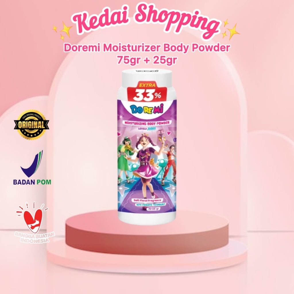 DOREMI MOISTURIZING BODY POWDER 75+25gr | BEDAK BADAN BAYI BEDAK BAYI DOREMI