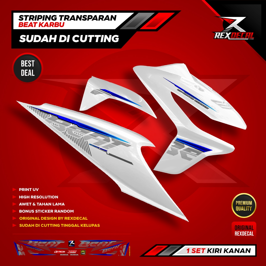 STRIPING TRANSPARAN BEAT KARBU, SUDAH DI CUTTING - PREMIUM QUALITY