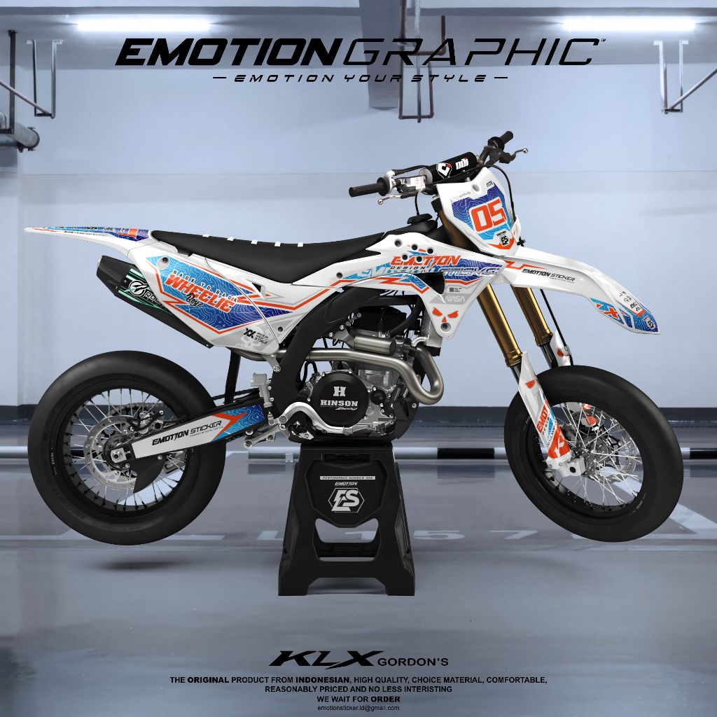 DECAL STIKER KLX GORDON FULLBODY SUPERMOTO MIX ORANGE FLUO(2)