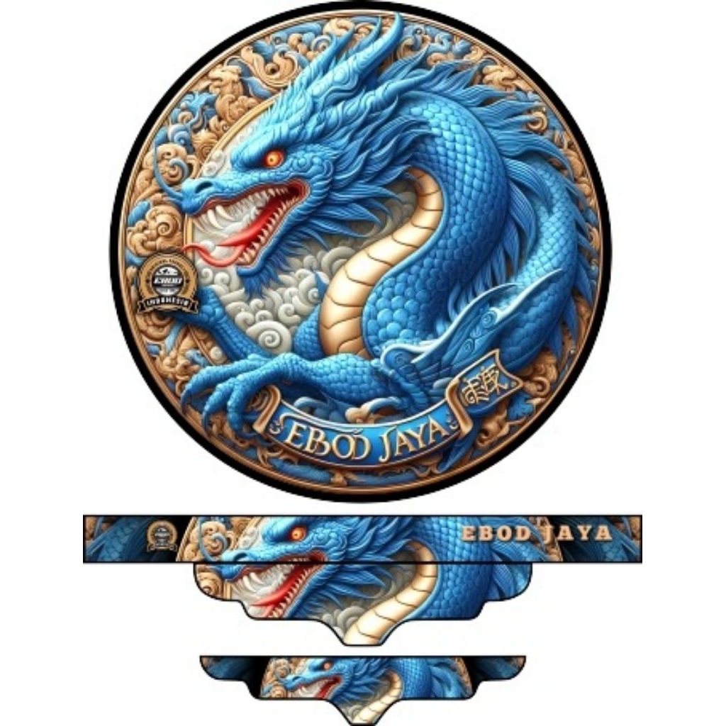 STICKER DECAL SANGKAR MURAI EBOD JAYA NO2 MOTIP DRAGON BLUE