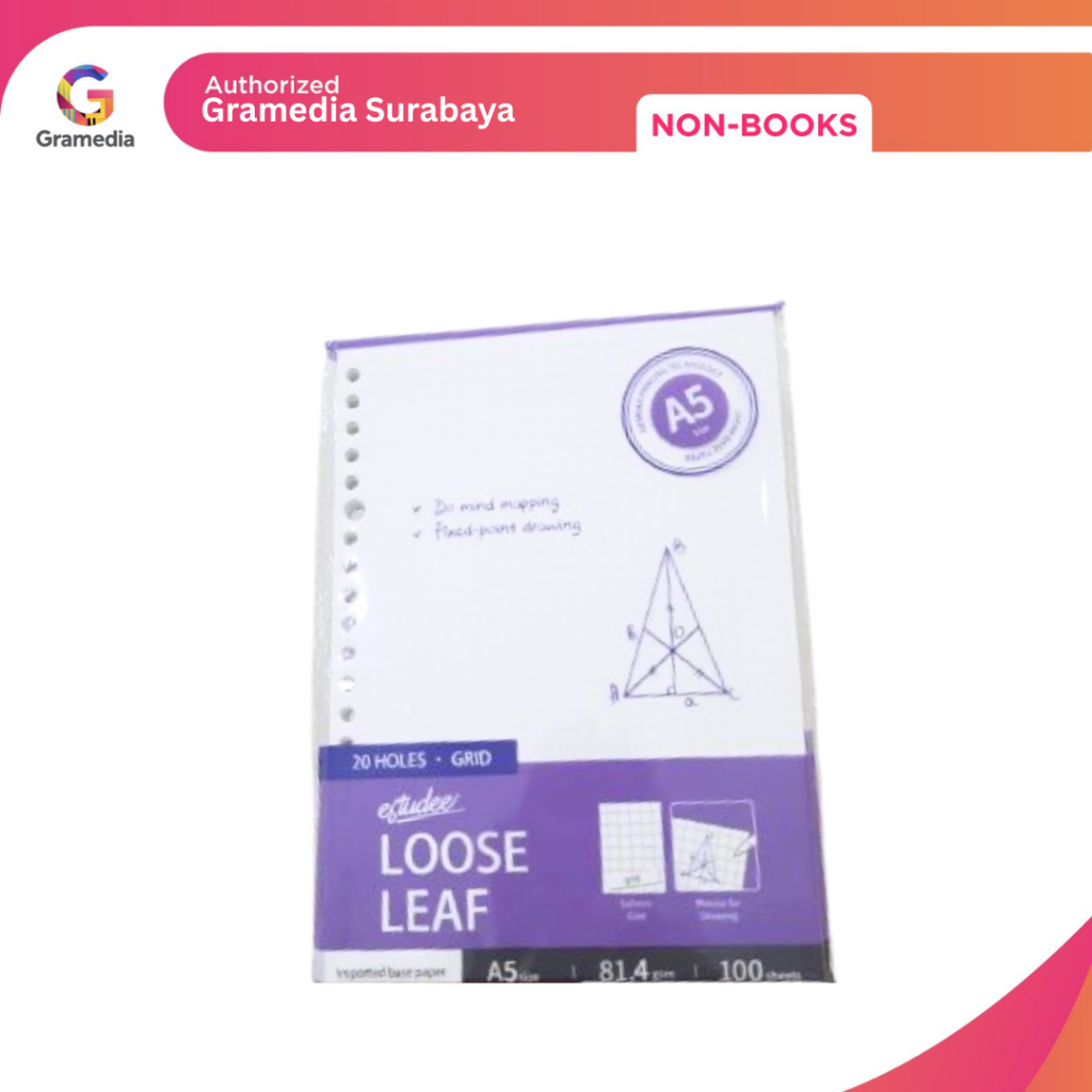 Gramedia Surabaya - Estudee Loose leaf Premium - Grid A5 100SHT