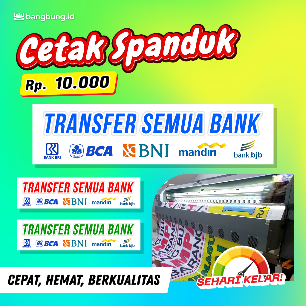 CETAK SPANDUK TERMURAH | CETAK BANNER | SPANDUK MURAH | TRANSFER SEMUA BANK  SPANDUK KONTER | 100X25