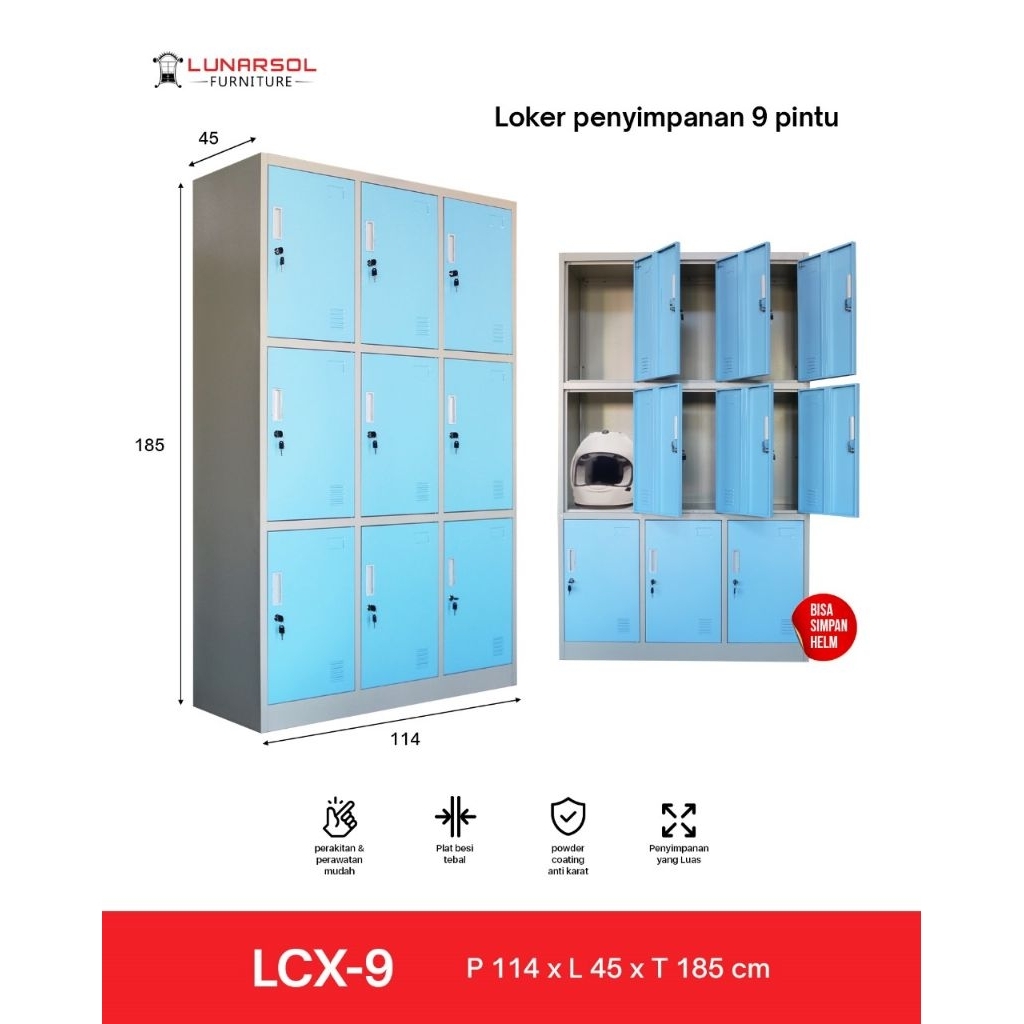 loker besi 9 pintu lunar