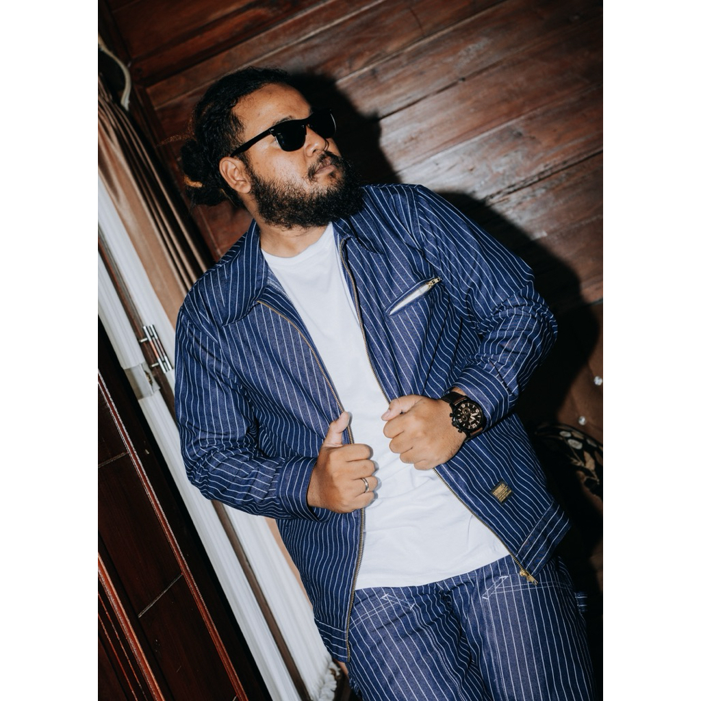 Fatgoods work jaket wabash raw denim navy