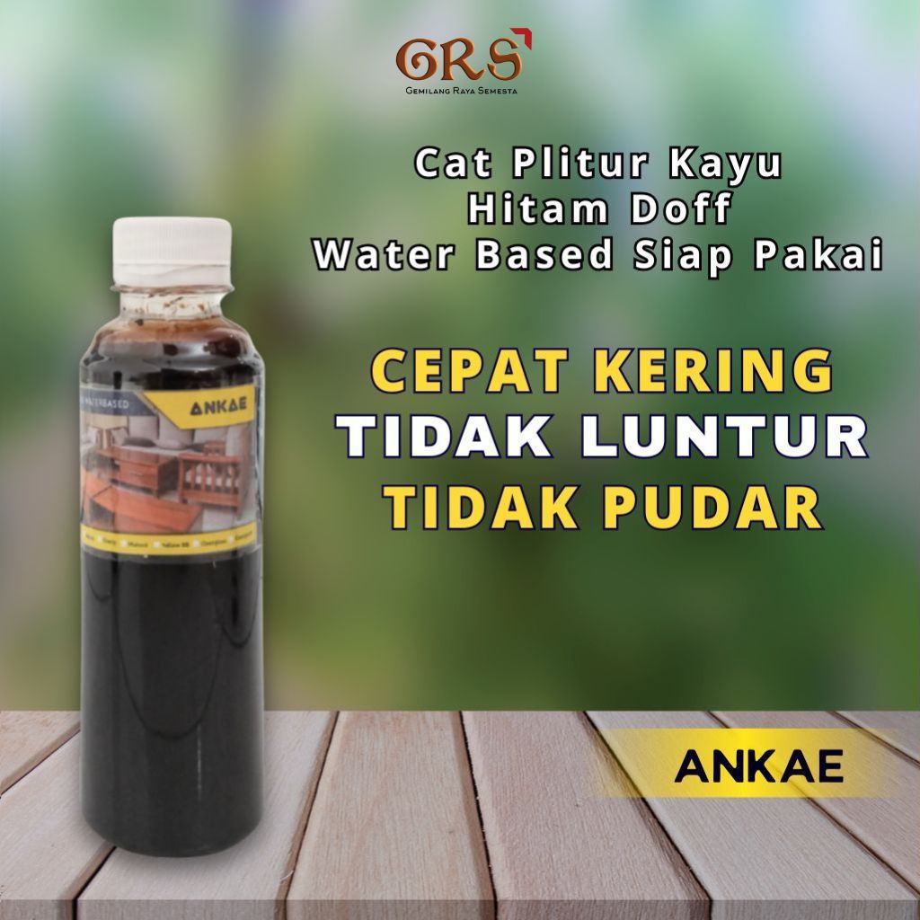 Cat Plitur Kayu Hitam Doff 250ml Politur Water Based Kayu Bambu Rotan Triplek Lisplang Siap Pakai