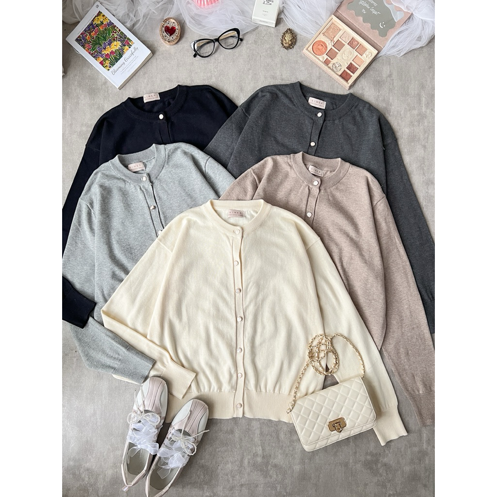 Meira Cardigan By Kimka Hijab | Cardigan Rajut Korean Style | Cardigan Casual Wanita | Cardigan Raju