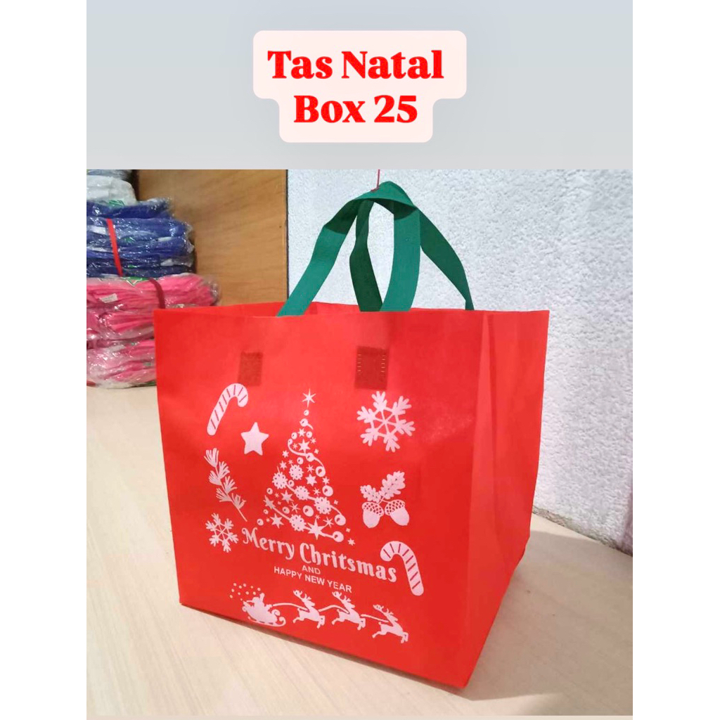 Tas Kain Spunbond Natal / Christmas uk. 25 box ~ GALERI PLASTIK FROZEN FOOD