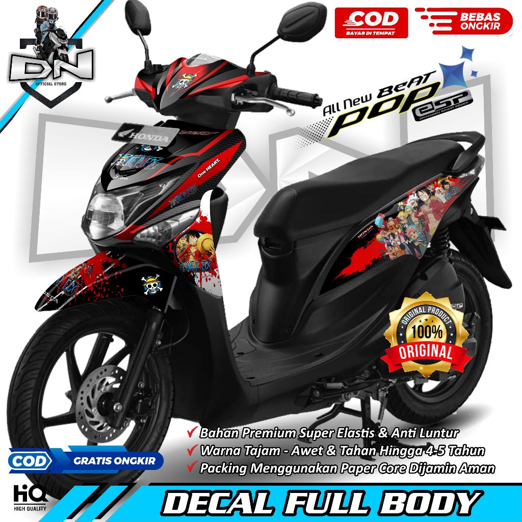 Sticker Decal Fullbody Variasi Lis Motor Honda Beat Pop - Motif One Piece