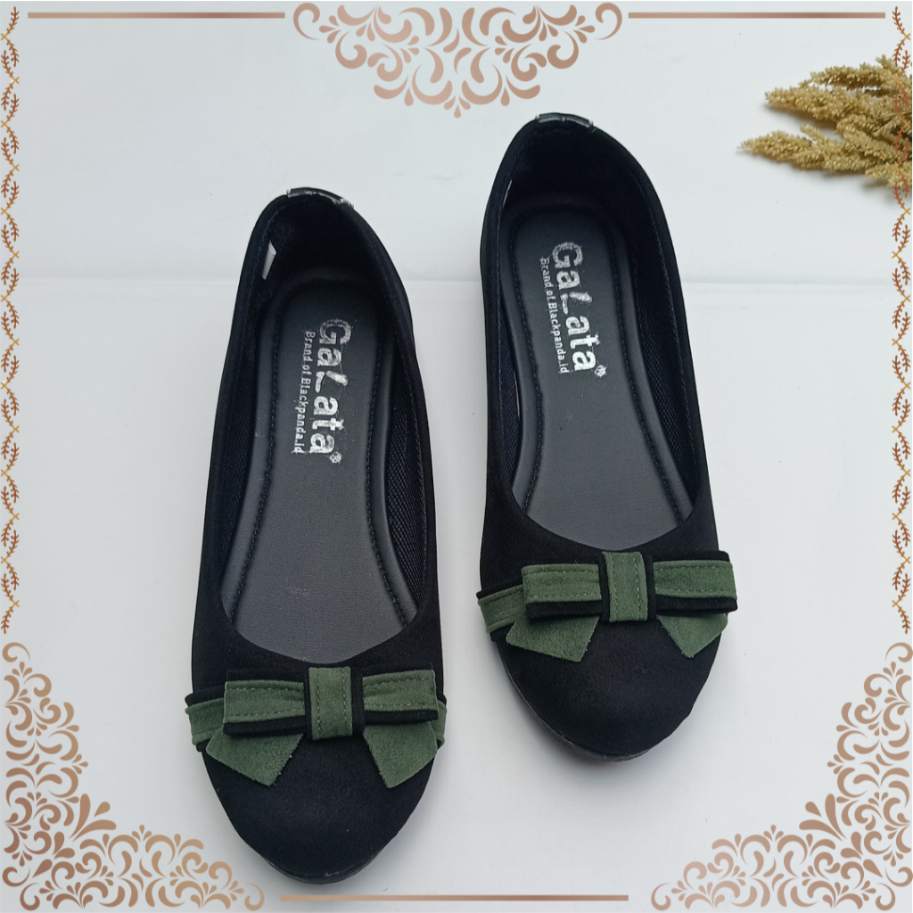 Black Panda Poni Hijau - Sepatu Black Panda Original - Flat Shoes Wanita