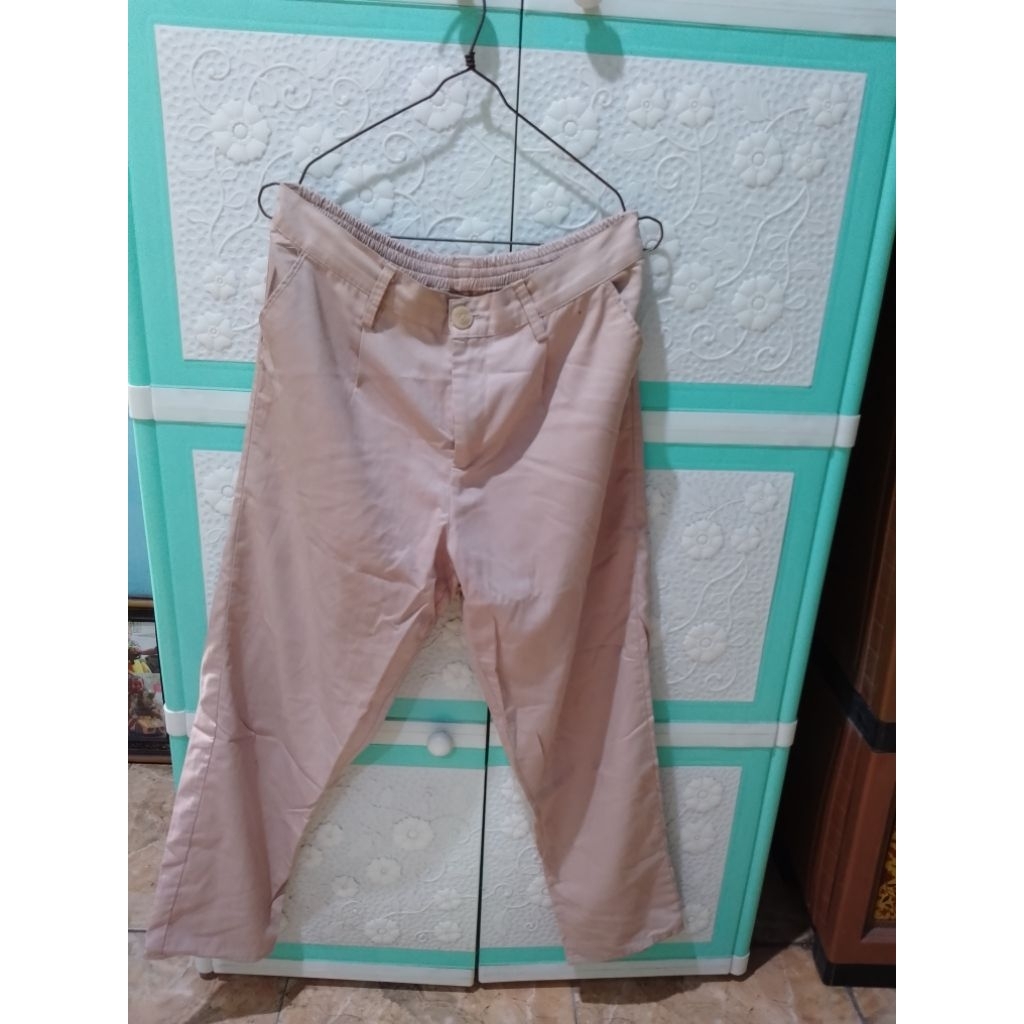 CELANA WANITA BAGGY PANTS WARNA CREAM