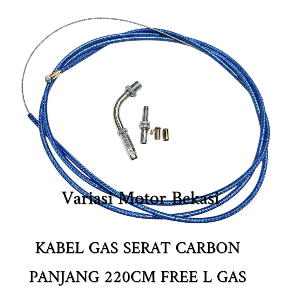 Promo Kabel gas serat biru 220cm KABEL GAS SERAT CARBON BIRU HARGA 1 PCS