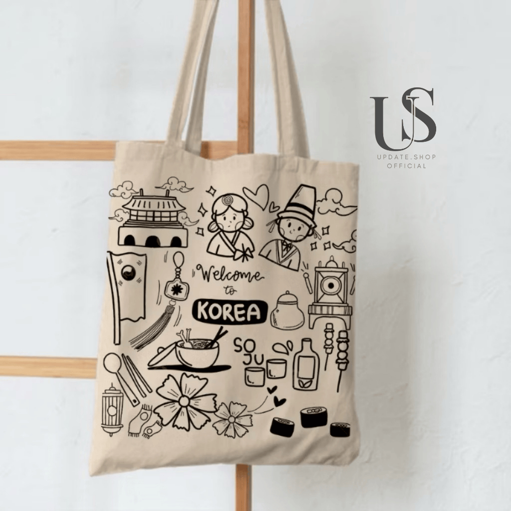TAS WANITA TOTEBAG RESLETING TOTE WANITA KOREA - TAS CEWEK BAHAN SEMI KANVAS UKURAN 35x40 CM MUAT LA