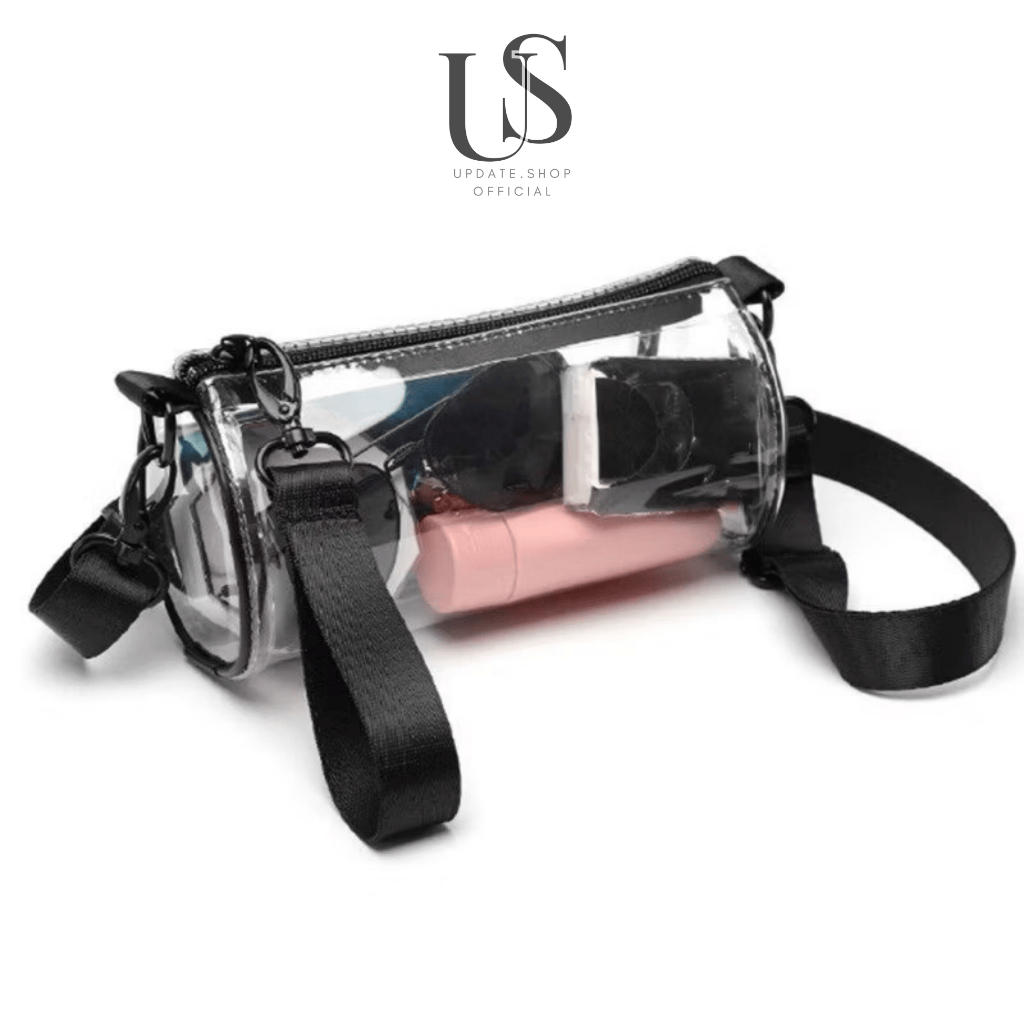 Tas Wanita Model Bening Transparan Tas Anti Air Tas Tabung Selempang Wanita Tas Pesta PVC Mika Tas T