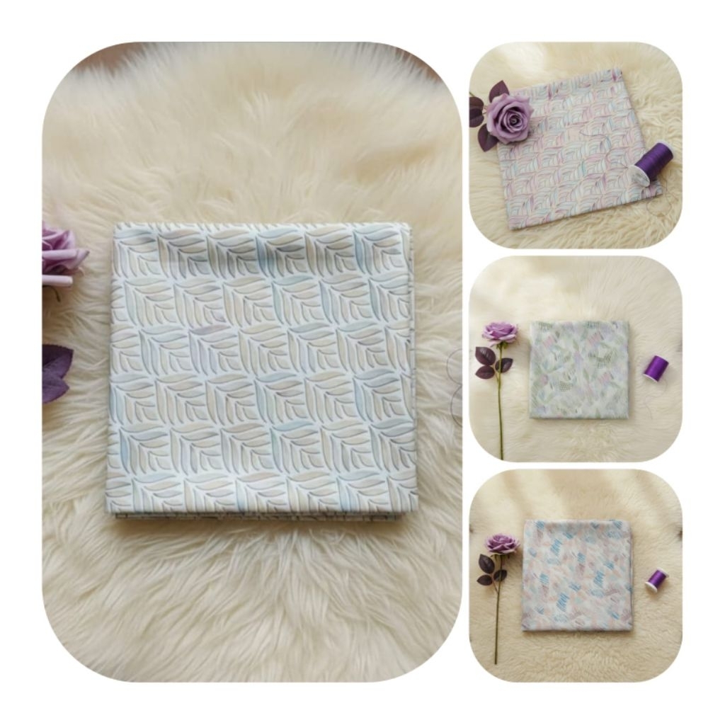 Kain Satin Silk Motif Daun/Leaf Premium Meteran - Bahan Gamis Tunik Dress Jilbab Mewah Lq