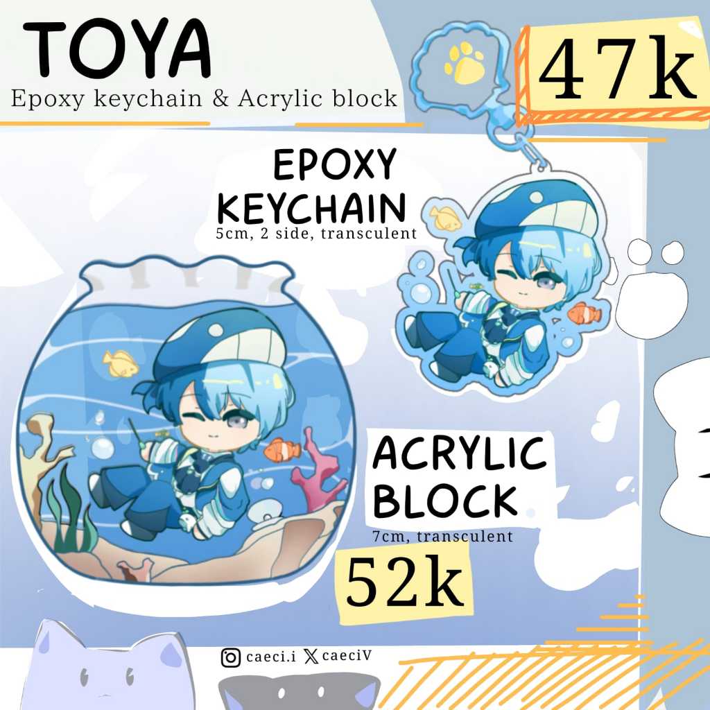 [PROJECT SEKAI FANMERCH BY CAECI] Toya Whale Epoxy Keychain & Acrylic Block. Aoyagi Toya