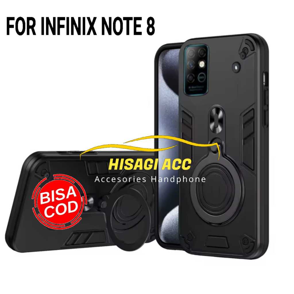 CASING HP UNTUK INFINIX NOTE 8 CASE ROBOT HIT EYE RING PROTEKSI CAMERA CASING STANDING NEW COVER