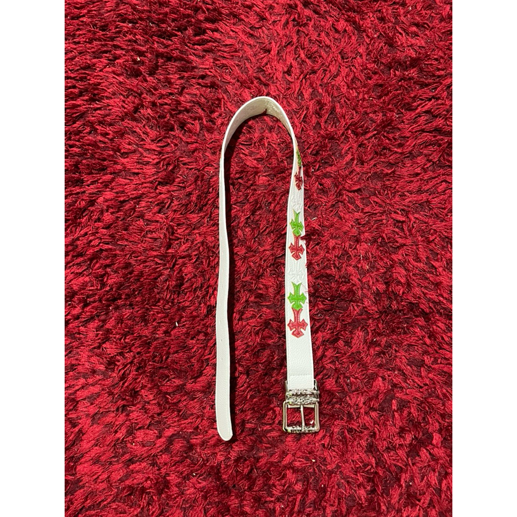 alternatif chrome hearts belt leather patch white