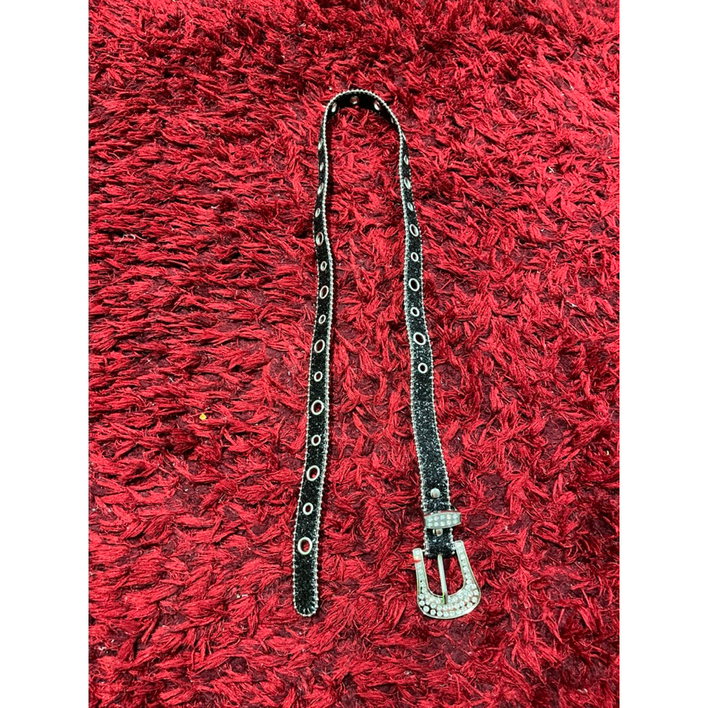 y2k belt rhinestone black
