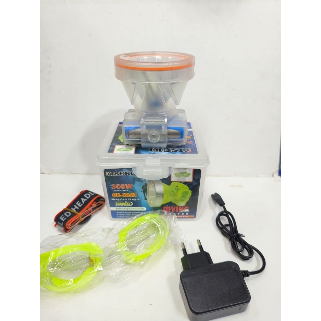 KISEKI CK-X22T Senter Kepala Menyelam 300Wat  Battery 5200mAh / Headlamp Diving Master Cahaya Putih 
