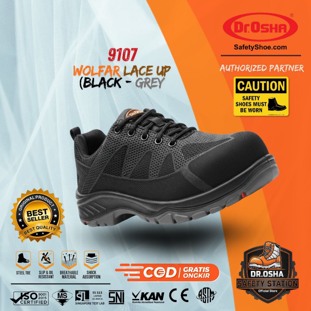 Safety Shoes Dr OSHA Wolfar 9107 S1 Composite Safety Shoes - Black