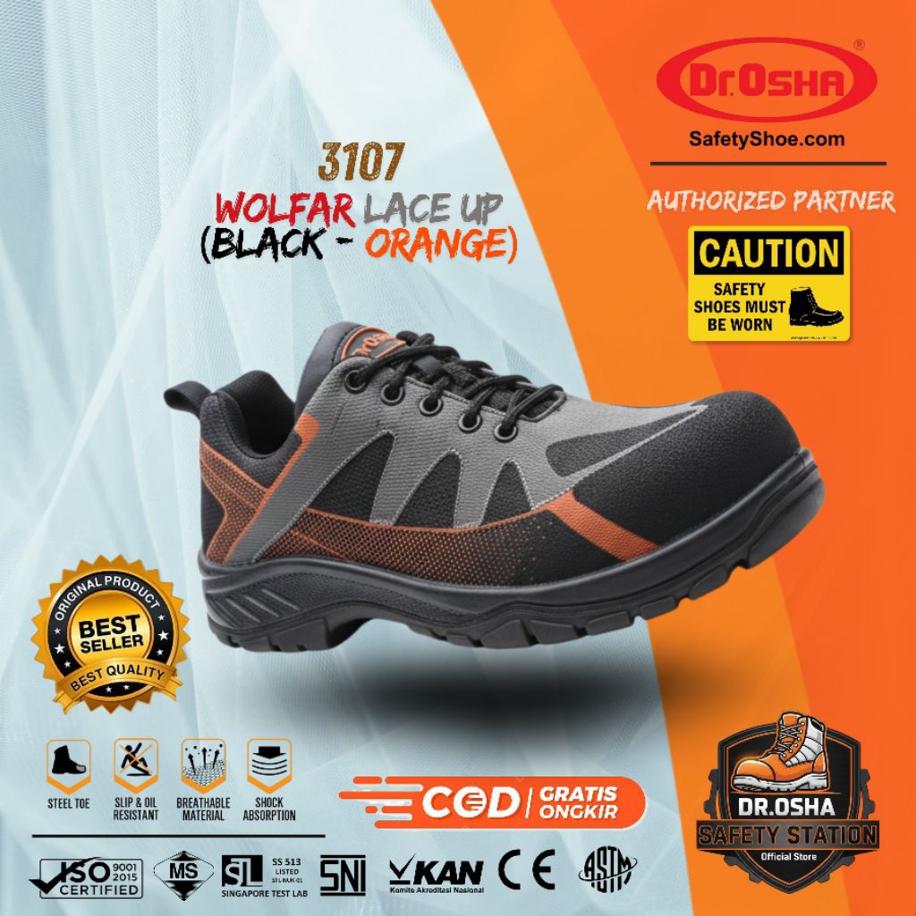 Dr OSHA Wolfar 3107 S1 Composite Safety Shoes - Black Orange