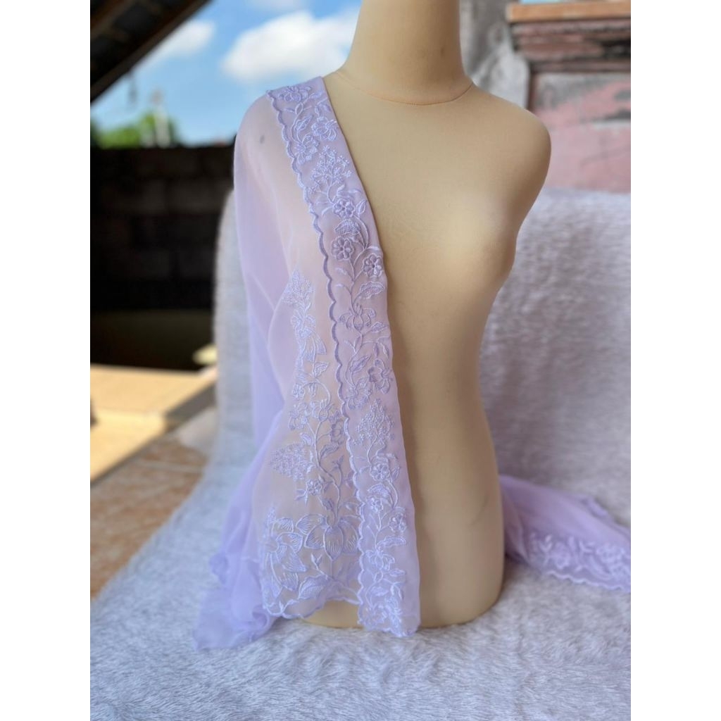 Kain Kebaya Bordir Lipat Putih