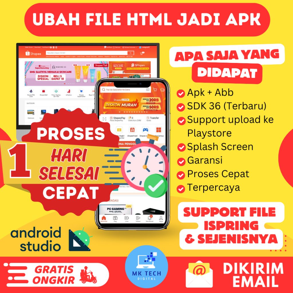 Jasa Ubah File HTML Menjadi APK ANDROID - Siap Upload Playstore - Termurah 