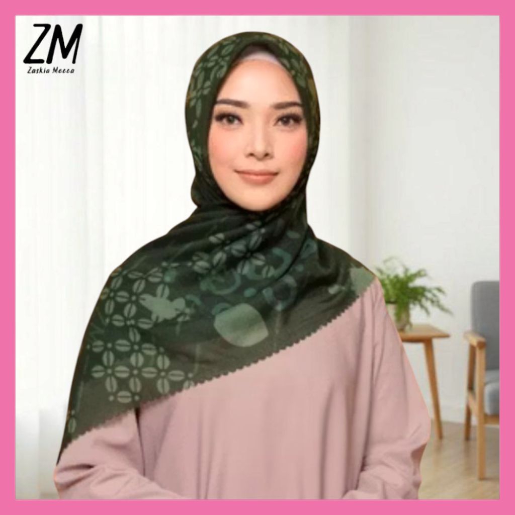Hijab ZM Zaskia Mecca Kava Scarf Kerudung Segi Empat Green Color