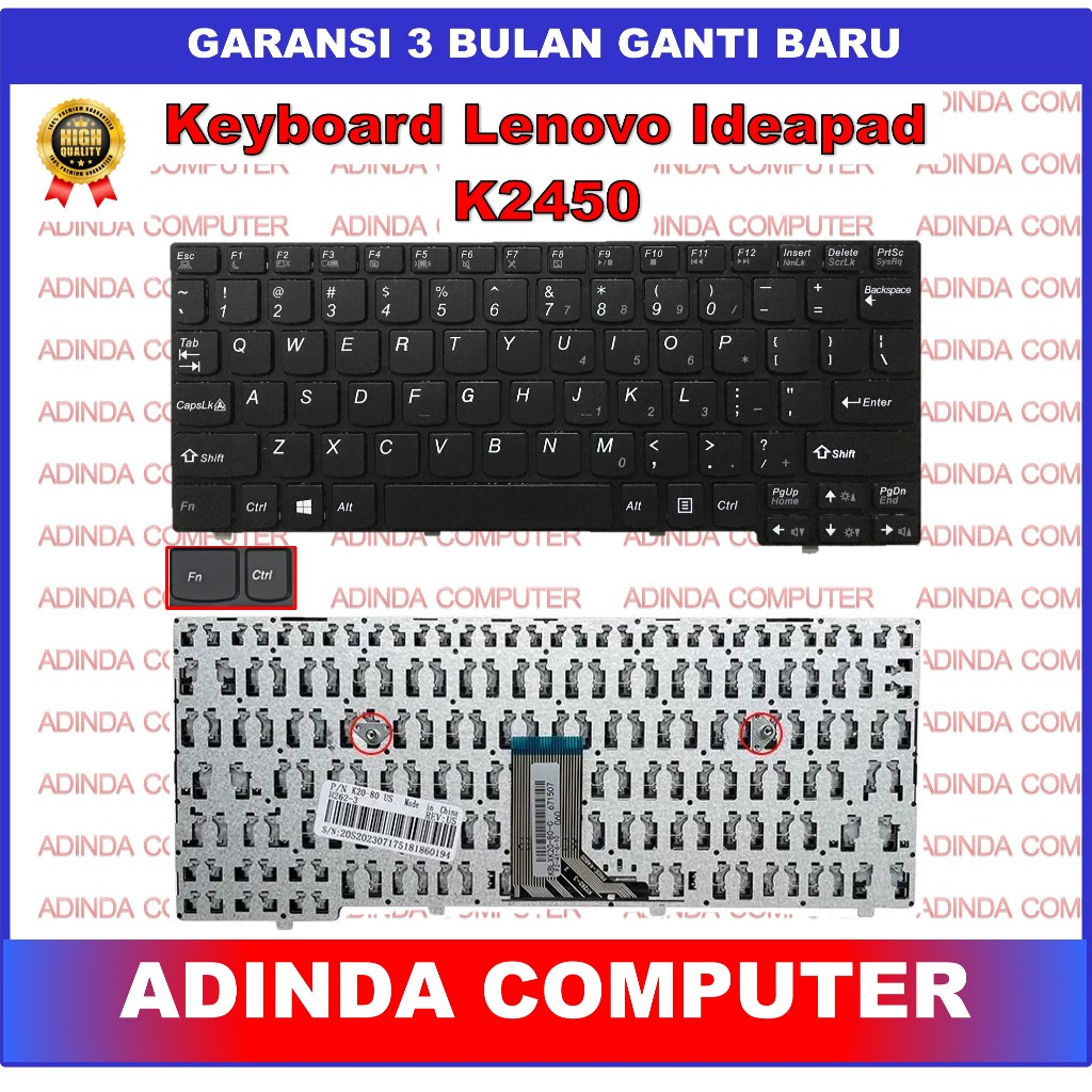 Keyboard Lenovo Ideapad K2450 K2450A K2450H K2450-4500U K20-30 K20-35 K20-40 Tombol FN