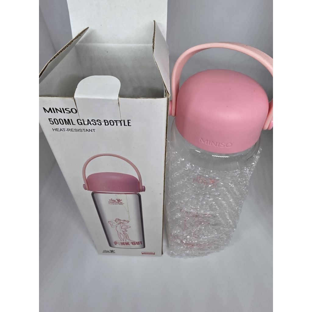 New Miniso Botol, tahan panas, pink panther 500ml