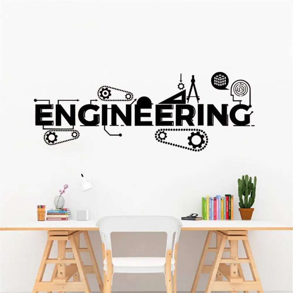 Stiker Dinding Teknik, Poster Sains Teknologi, Stiker Vinyl, Dekorasi Ruang Kelas, Desain Interior S