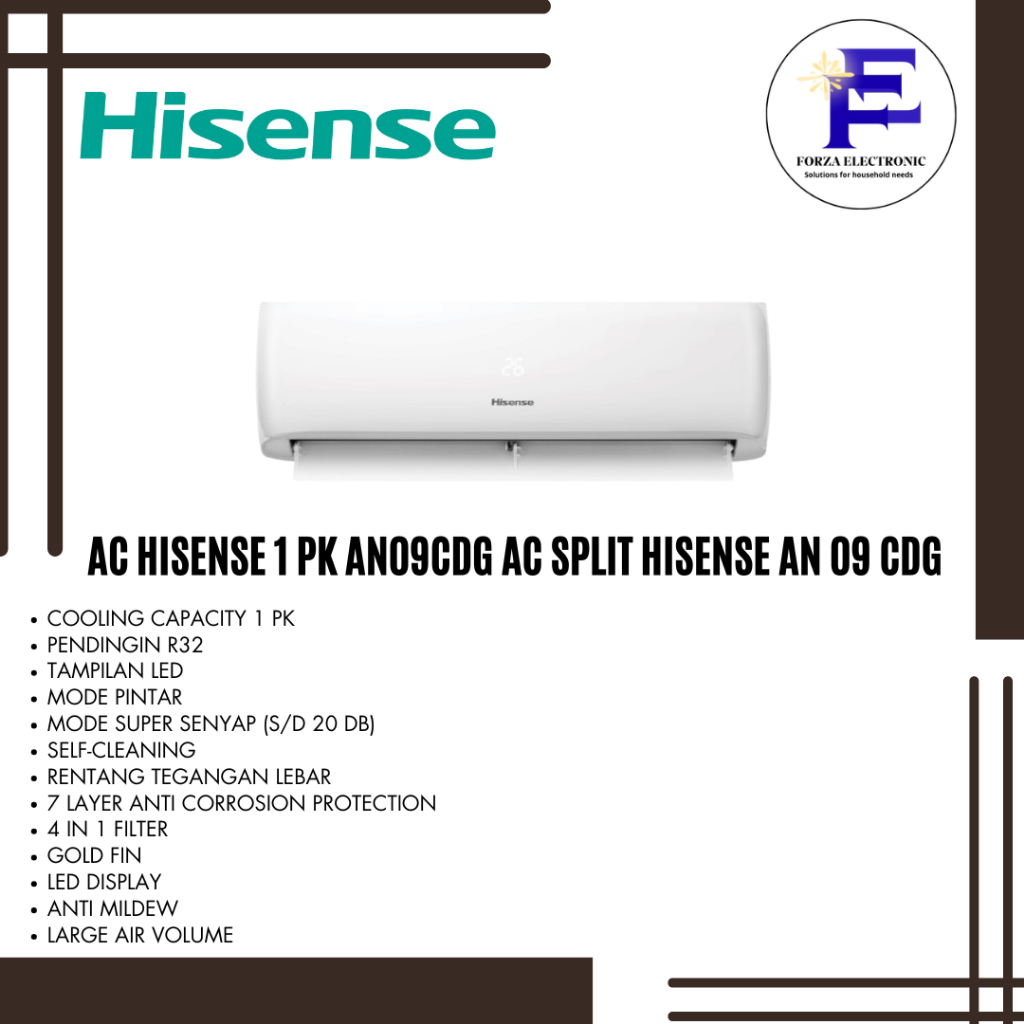 AC HISENSE 1 PK AN09CDG / AC HISENSE / AN 09 CDG