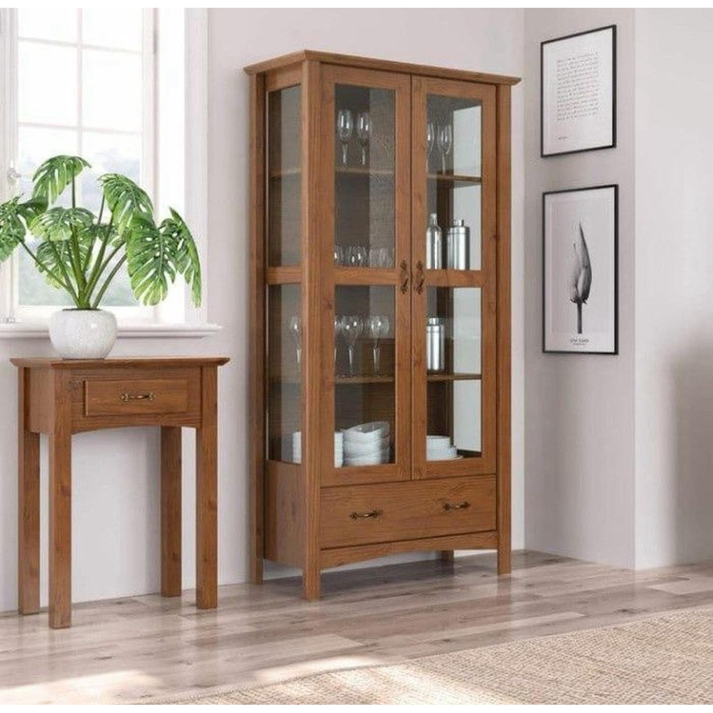 Lemari hias gelas dan piring - almari kaca